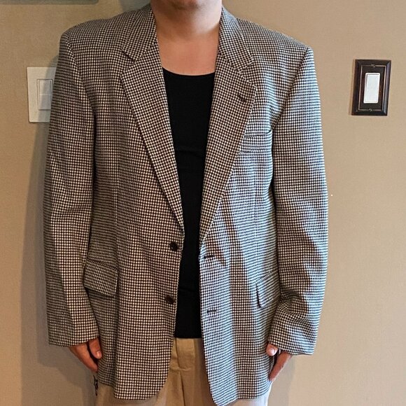 Hugo Boss Men's Houndstooth Suit Jacket Size 42R All Wool Corleone - Picture 2 of 9